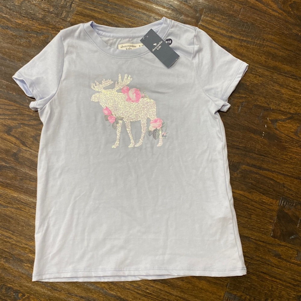 Periwinkle blue Abercrombie and fitch shirt with a moose printed